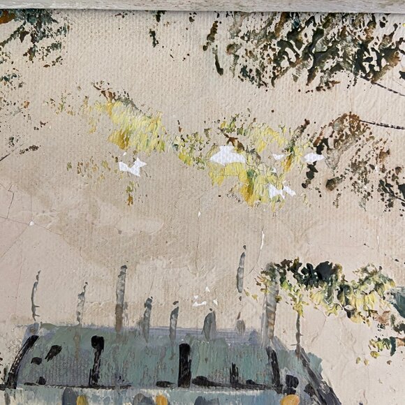 Vintage Parisian Street Scene Oil on Canvas - Picture 12 of 15